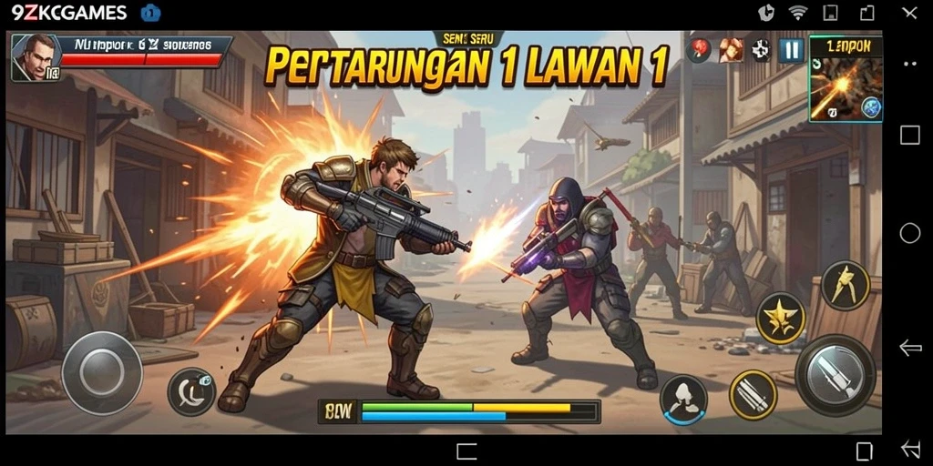 Antarmuka seru dari pertarungan 1 lawan 1 di 9ZKGAMES.