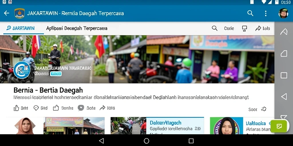 Tampilan antarmuka JAKARTAWIN dengan berita daerah terkini.
