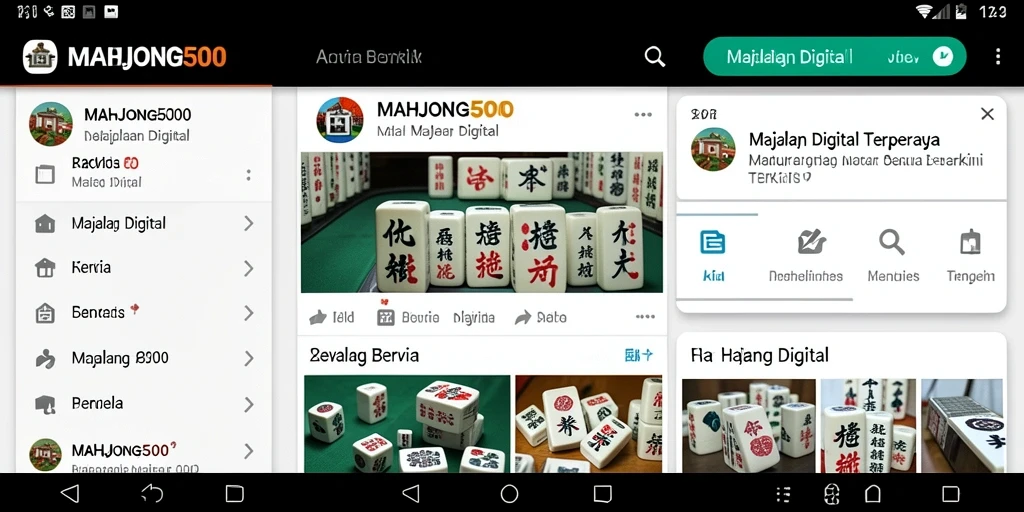Tampilan antarmuka aplikasi MAHJONG500 yang modern dan informatif.